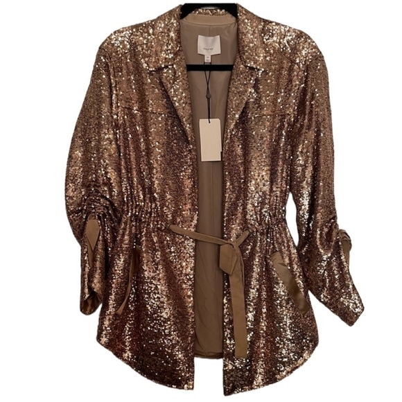 Cinq à Sept Mathieu Sequin Jacket pewter gold XS - Picture 3 of 11